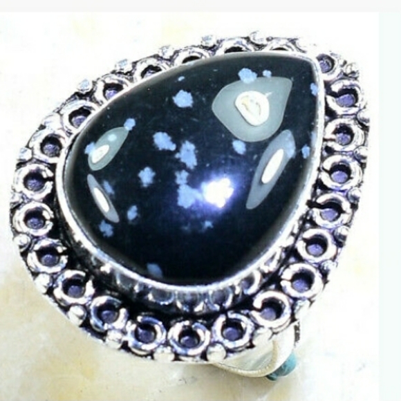 Snowflake Obsidian Handcrafted Ring 7 - Picture 1 of 1